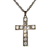 Vintage Chunky Rhinestone Cross Necklace