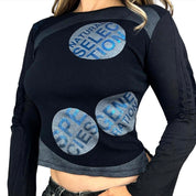 90s Custo Barcelona Futuristic Graphic Top (S)