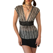 2000s Silk Blend Striped Blouse (S)