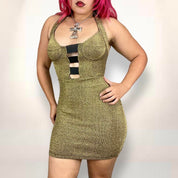 Vintage Metallic Bustier Cutout Dress (M)