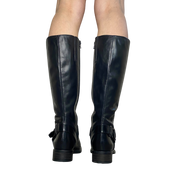 Deadstock Black Leather Buckle Calf Boots (UK 4.5 EU 37.5 US 6.5)