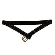 Black Studded Leather Grommet Belt (M/L)