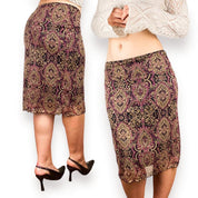 90s Paisley Mesh Midi Skirt (M)