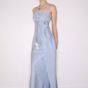 90s Ice Blue Corset Prom Dress (M)