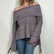 2000s Lavender Cold Shoulder Knit Sweater (S/M)