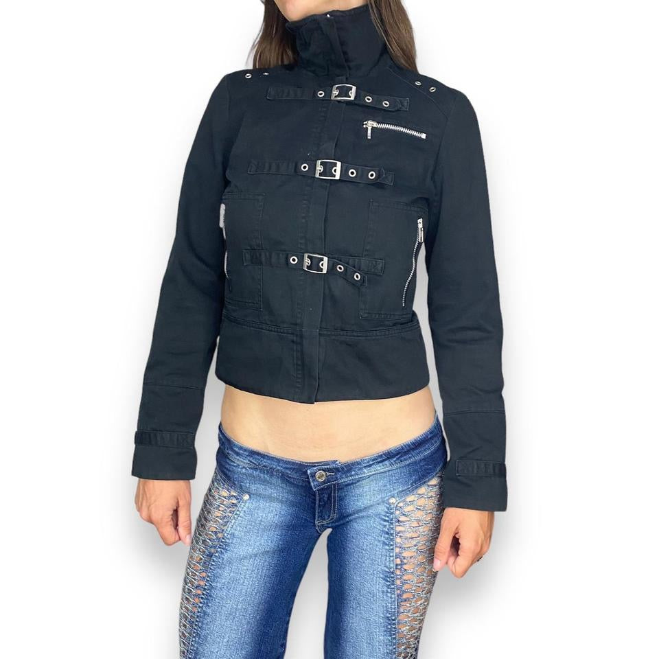 Goth Buckle Jacket With Cargo Pockets (XS)