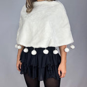 Vintage Faux Fur Pom Pom Cape