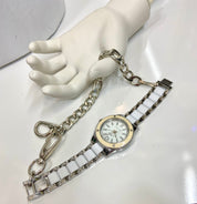 White & silver watch choker
