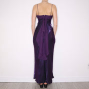 90s Royal Purple Cowl Neck Prom Dress (S)