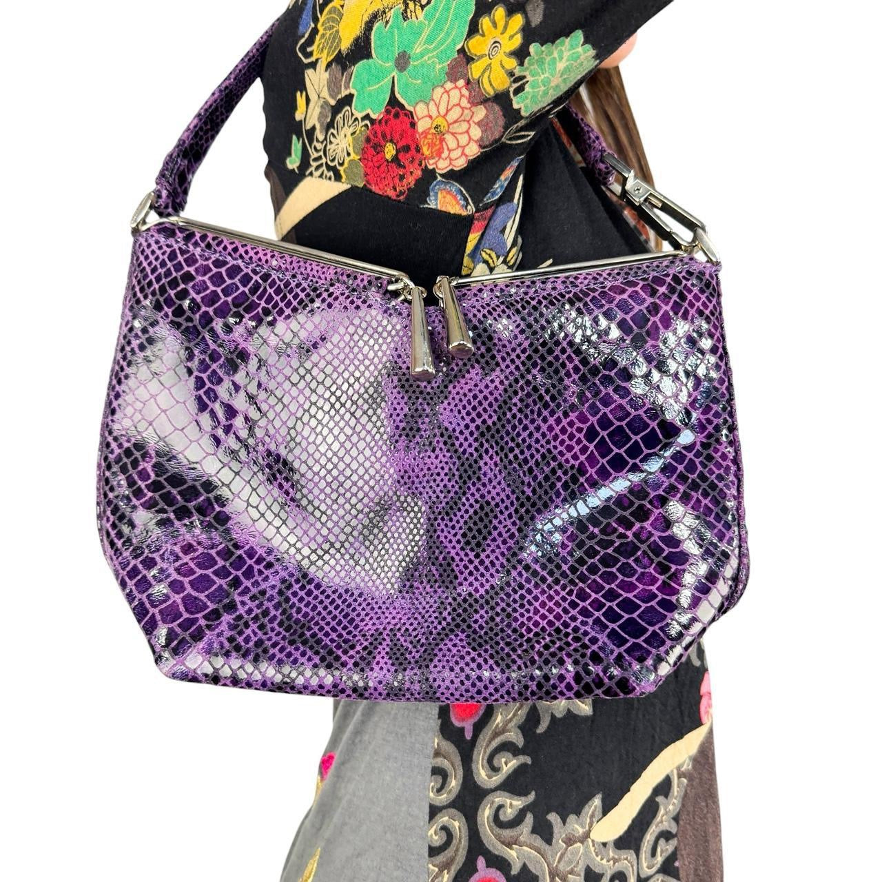 90s Italian Leather Purple Python Bag