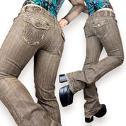 Y2K Distressed Low Rise Flare Jeans (M)