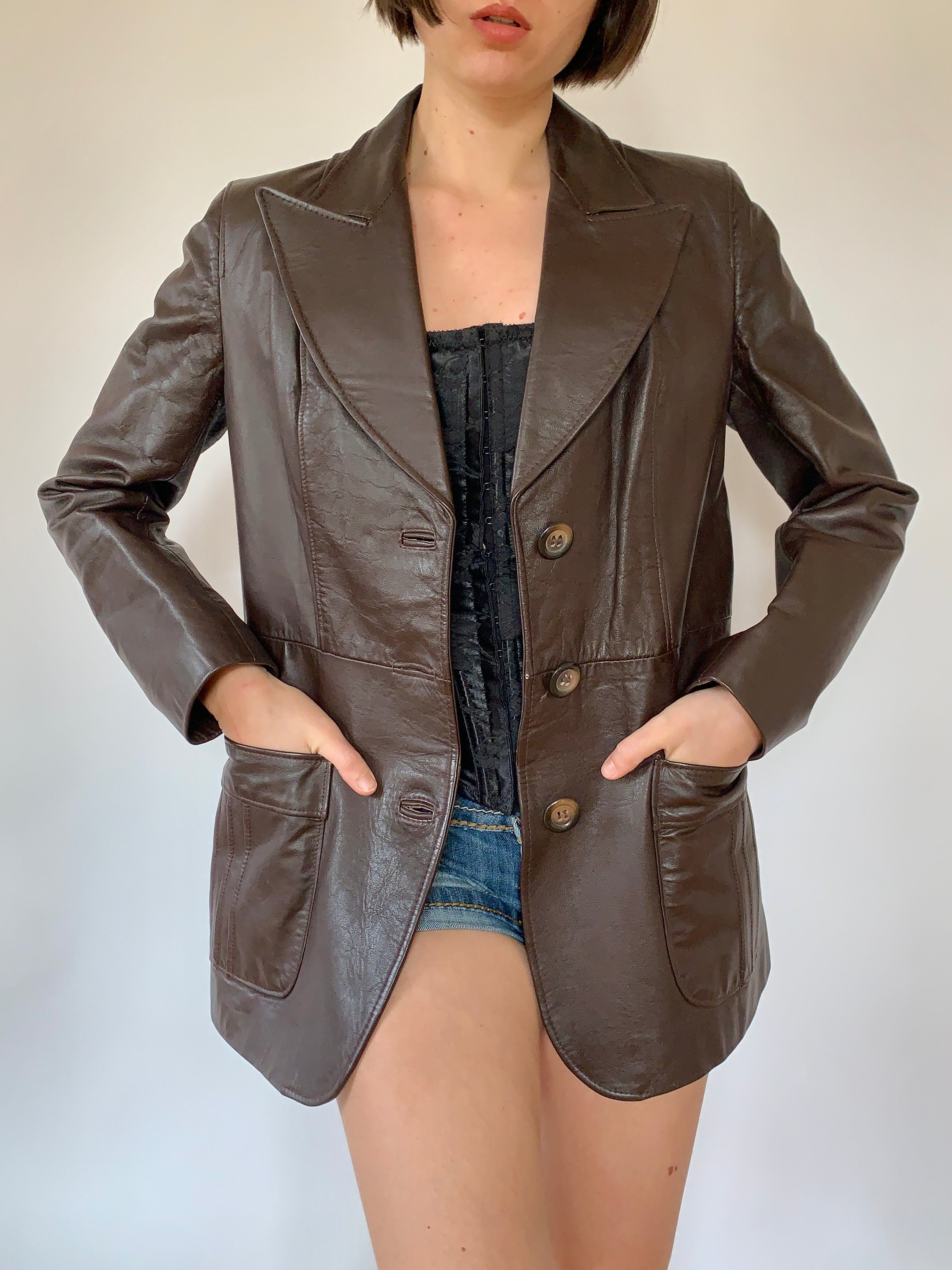 Vintage 1970s Leather Blazer (S)