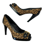 Leopard Calfhair Buckle Heels (7.5)