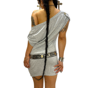 Vintage Grey Slouch Jersey Top Mini Dress (S-M)