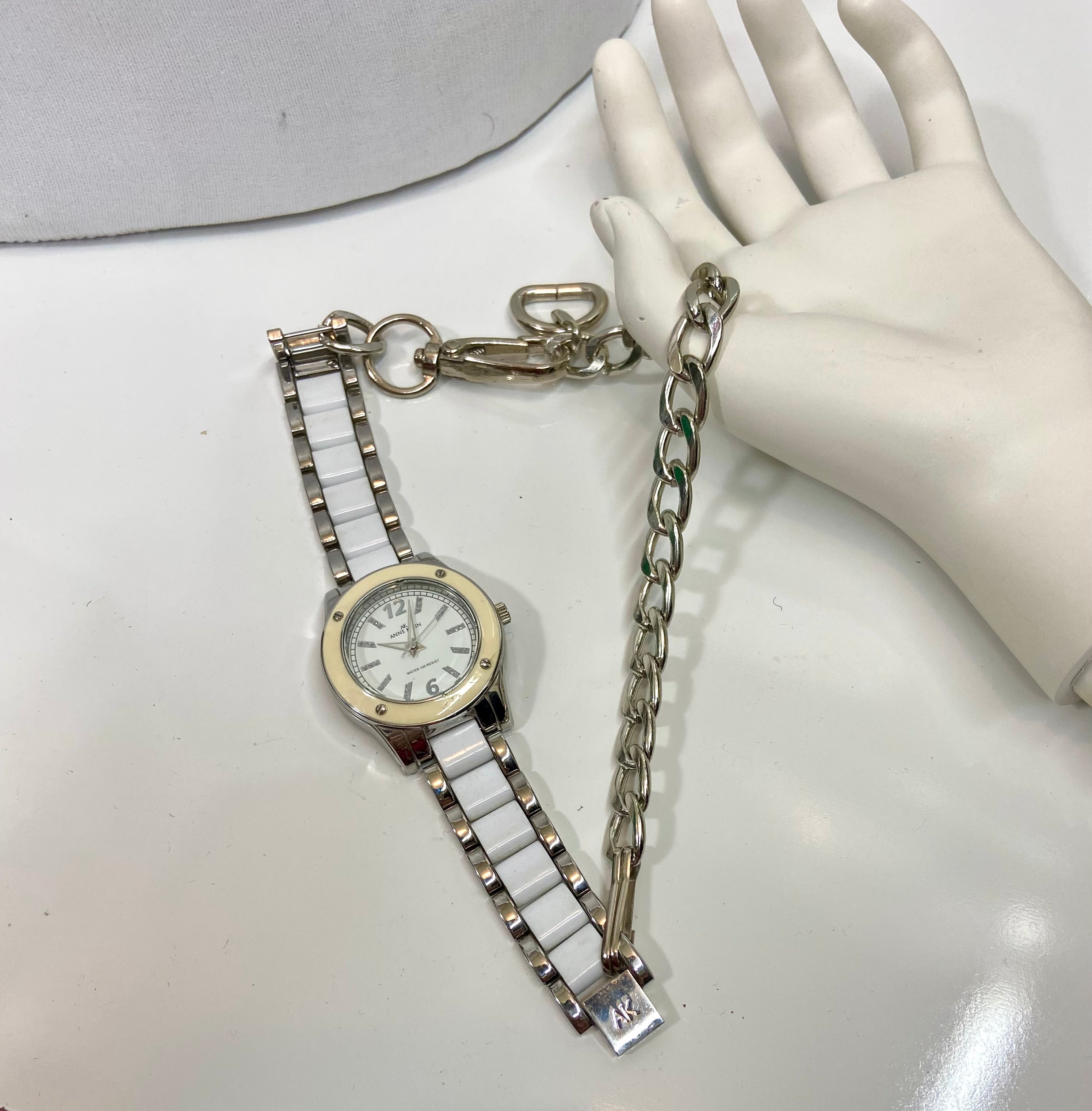 White & silver watch choker