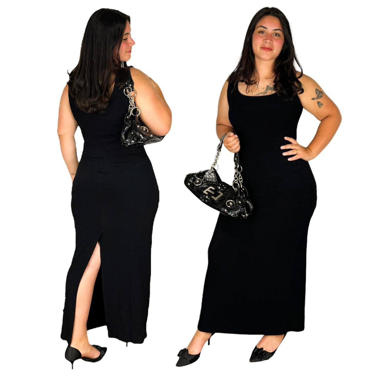 90s Slinky Ribbed Maxi Dress (XL)