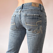 Y2K Embellished Low Rise Jeans (XS)