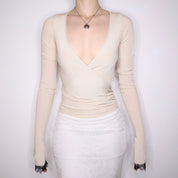 Y2K Italian Beige Wrap Top (M/L)