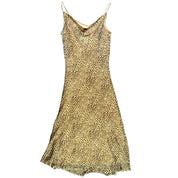Sequin Leopard Print Silk Midi Dress (s)
