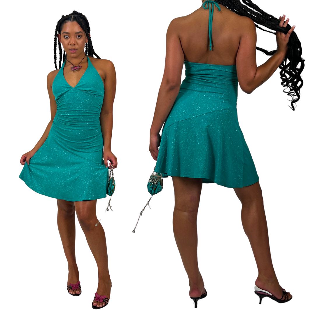 2000s Slinky Teal Midi Dress (S/M)