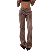 Vintage Euro Striped Low Rise Flare Jeans (S)