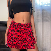 90s Red Floral Rom com Mini Skirt (XS)