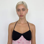 Vintage Pink Floral Silk Slip Dress (S)