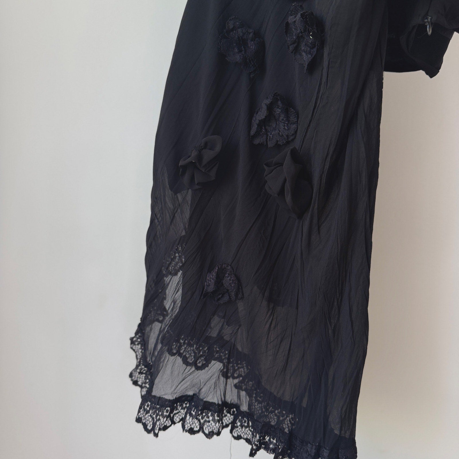 Vintage French Black Mesh Maxi Skirt (S)
