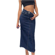 00s dark wash maxi denim skirt (XS)