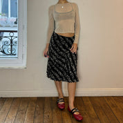 Vintage Graphic Mesh Midi Skirt (XS/S)