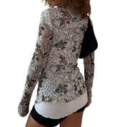 Vintage Paisley Floral Mesh Top (S)