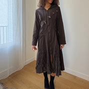 Vintage Deadstock Brown Hooded Maxi Coat (S)