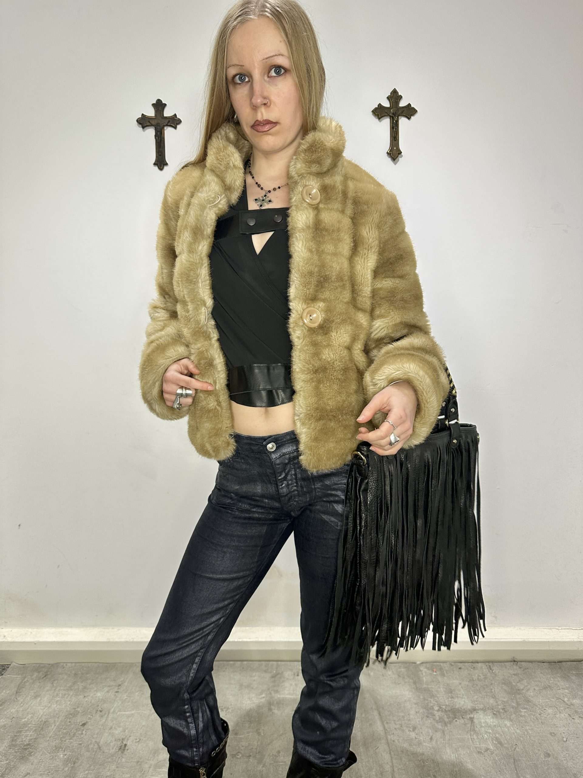 Vintage Italian Faux Fur Coat (S/M)