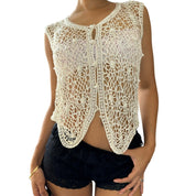 Vintage crocheted tank with pearls (XS/M)