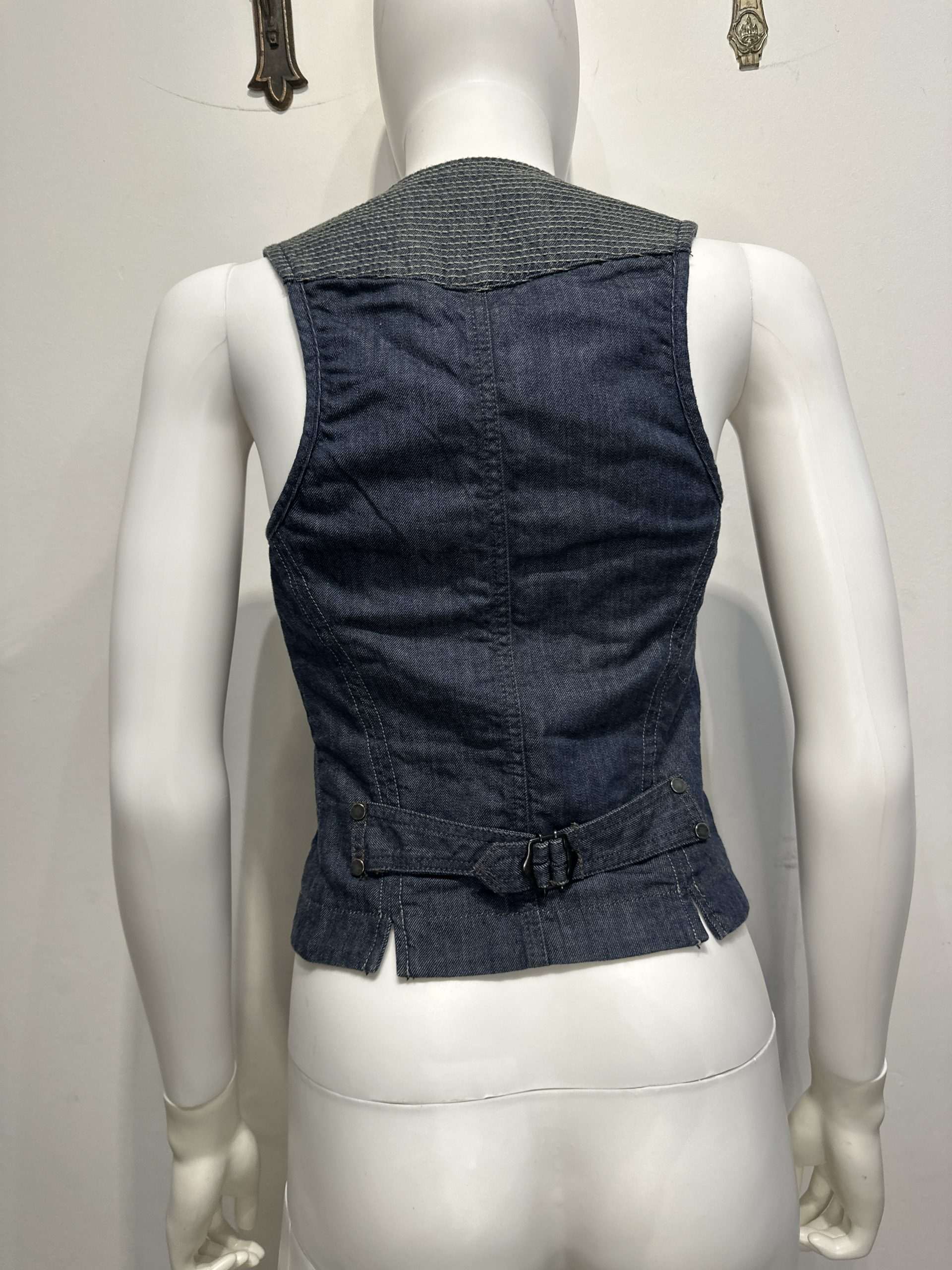 Vintage Italian Denim Gothic Waistcoat (S)