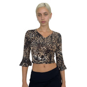 Vintage Leopard Print Mesh Top (S) ⠀
