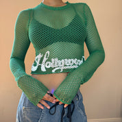 00s graphic fishnet long sleeve (XS/S)