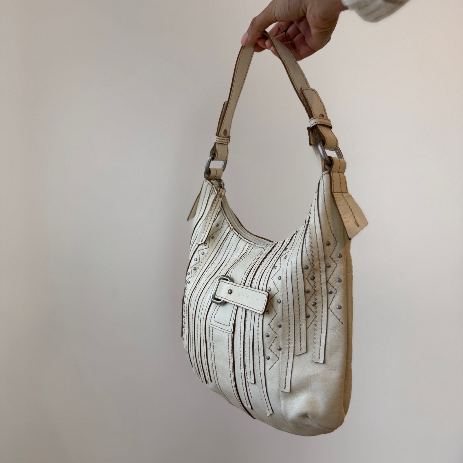 Vintage Sisley Ivory Leather Bag