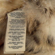 Vintage Mango Beige Taupe Genuine Pigskin Leather Faux Fur Leopard Lined Zip Up Jacket