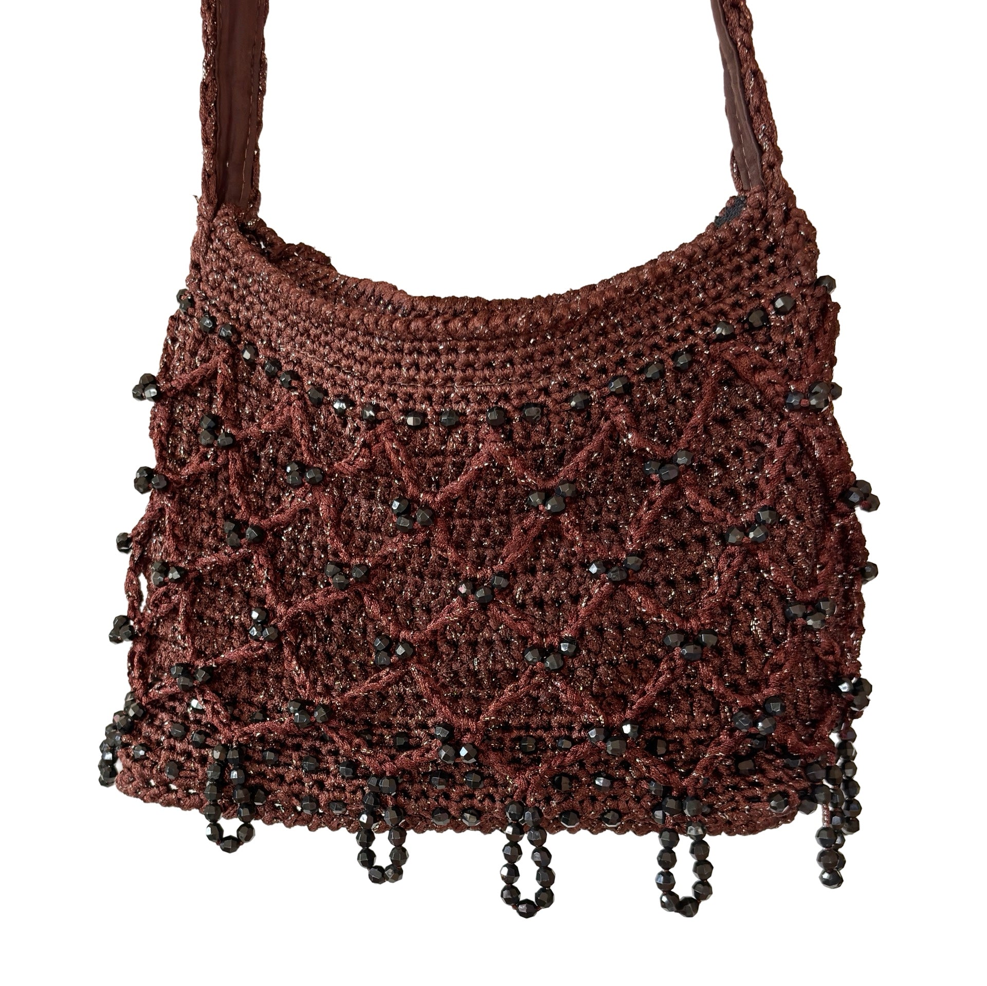Beaded Crochet Crossbody Purse