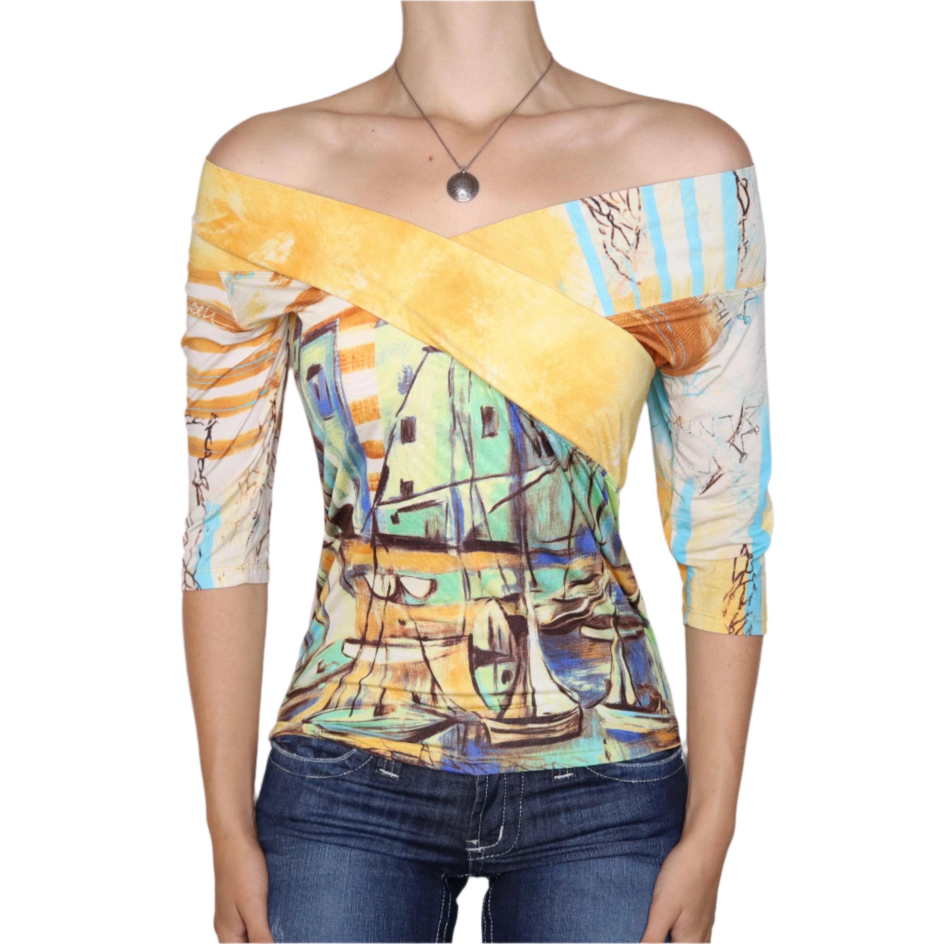 Y2K SAVE THE QUEEN Abstract Art Print Top (M/L)