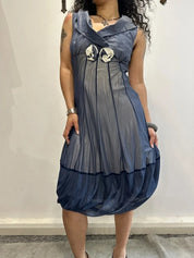 Vintage Italian Floral Mesh Midi Dress (S/M)
