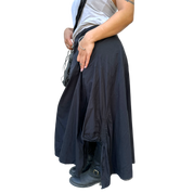 Vintage Black Asymmetrical Drawstring Utility Maxi Skirt (M)