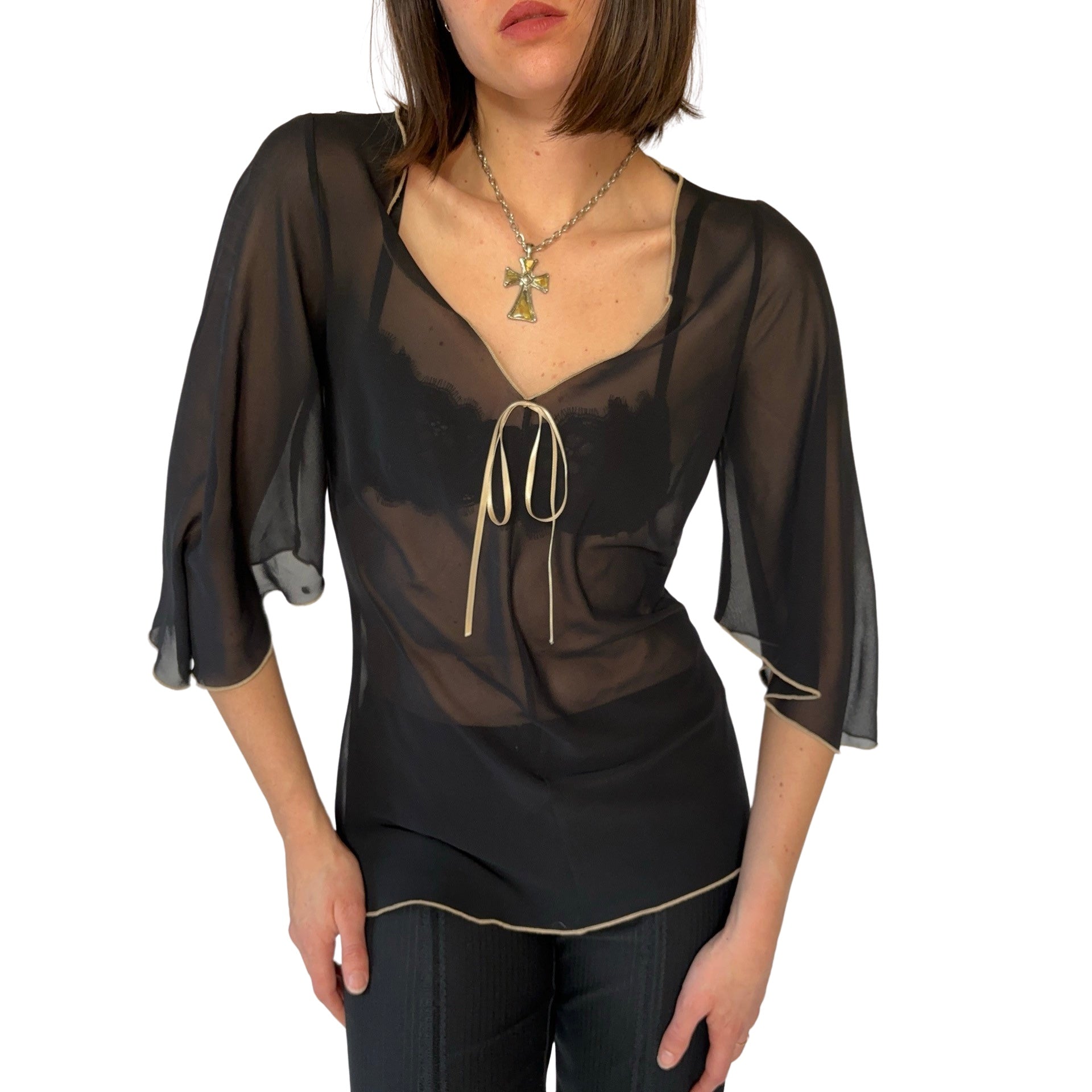 90s Sheer Flowy Top (M)