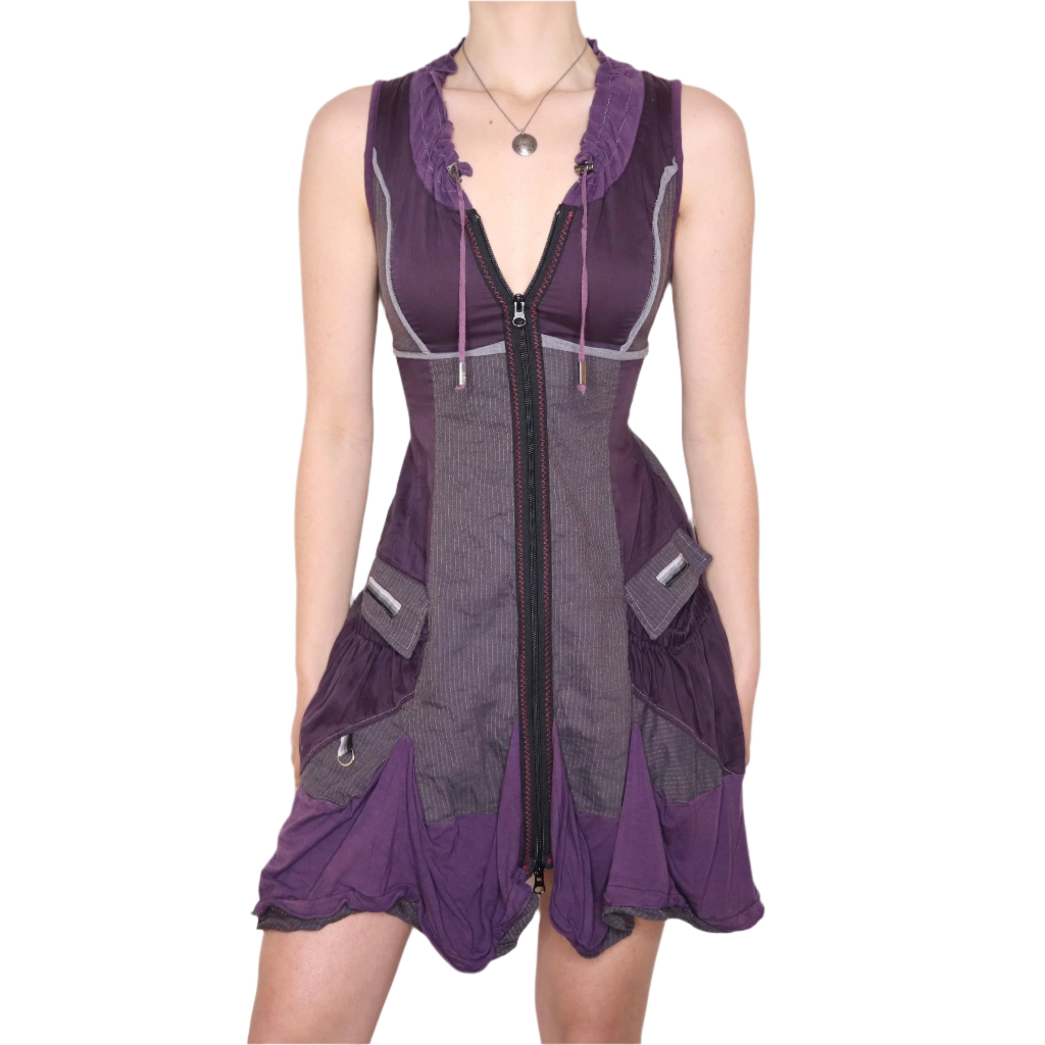 Y2K Cyber Punk Zip Up Dress (S)