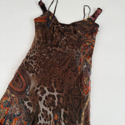 Alberto Makali Silk Beaded Leopard Print Dress (S/M)