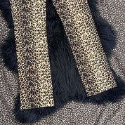 Vintage Bubblegum Leopard Flare Jeans (XS/S)