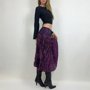 Whimsical Purple Low Rise Midi Skirt (S)