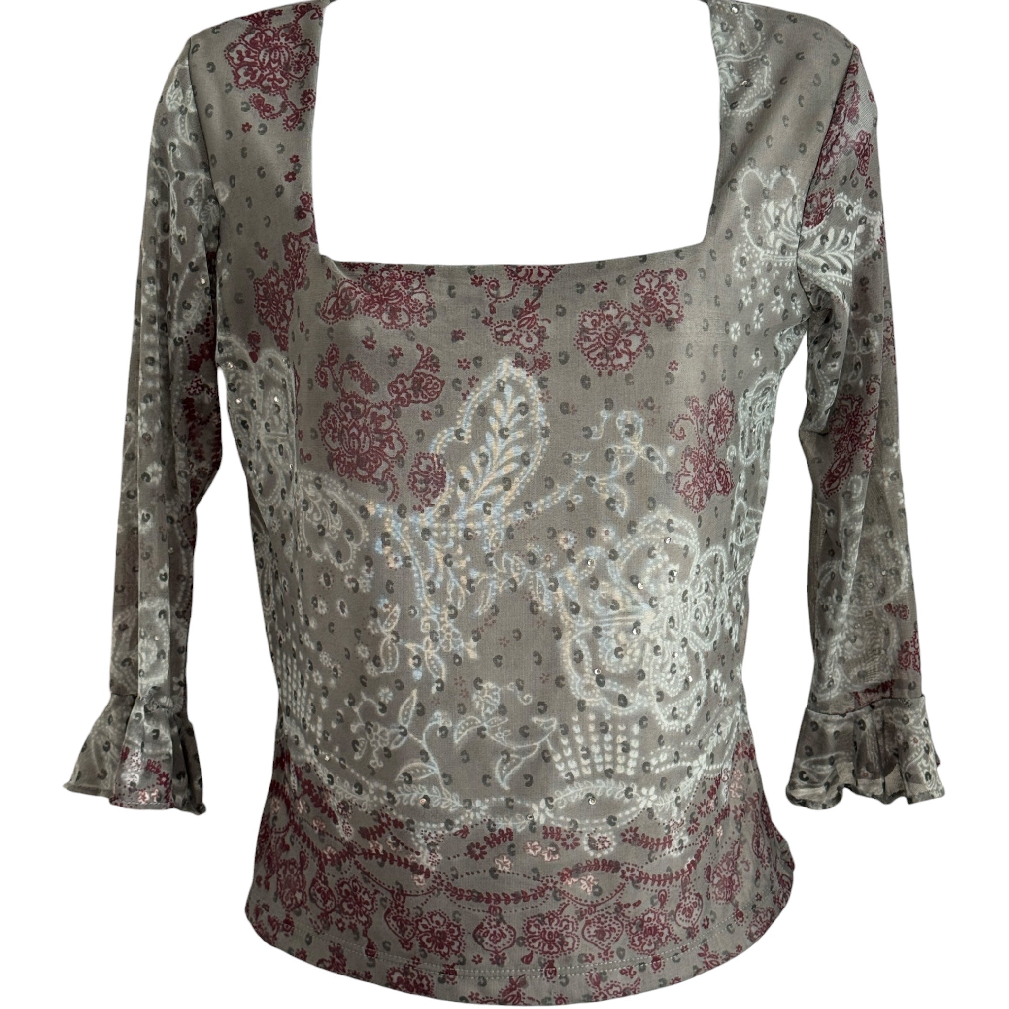 Y2K square neck mesh top (S)