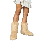 Y2K Tan Faux Fur Yeti Boots (7.5)